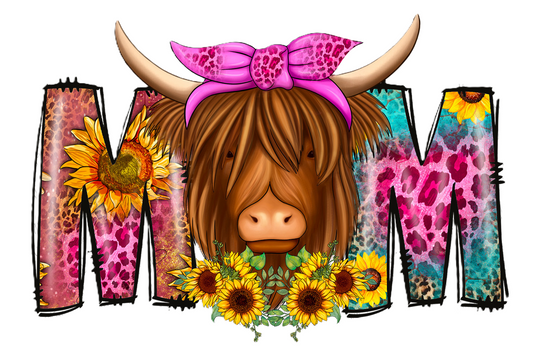 Highland Cow Sunflower Mom